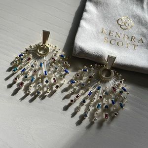 Kendra Scott starburst gold mixed gemstone earrings